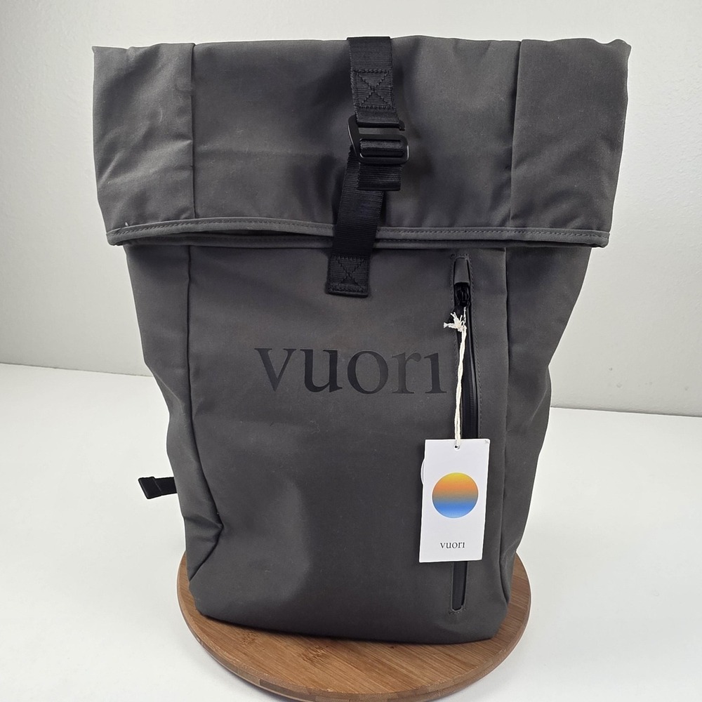 Vuori Roll Top Backpack Gray 18 Inch Laptop Bag Soft Case Travel Men Daypack